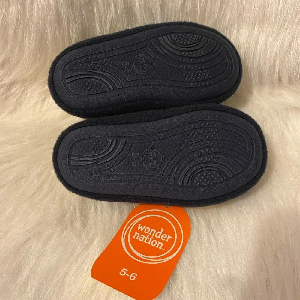 Wonder Nation Slippers Boys Size 5-6 Blue Forest Animals Slip On Shoes‎